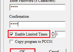 پنجره Project Password Setting